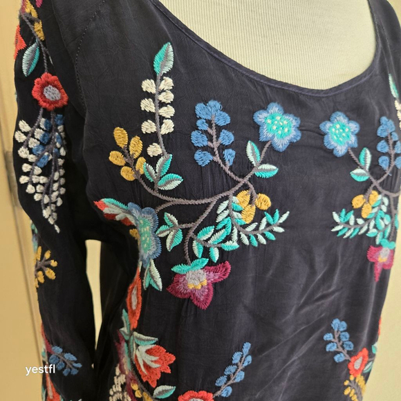Johnny Was Kikimu Georgette Floral Blouse L - Picture 2 of 7